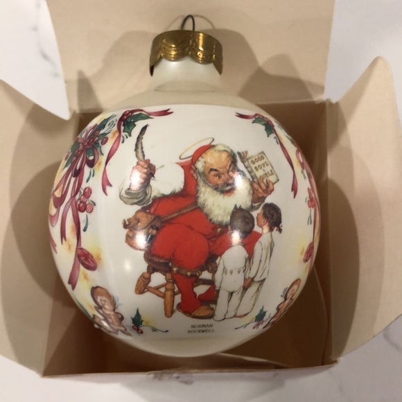 Hallmark Christmas 1995 tree ornament Norman Rockwell Santa’s Visitors EUC boxed - Picture 6 of 9